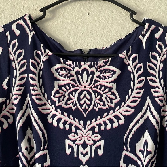 Vince Camuto Paisley Floral Printed Shift Dress Women’s 4 Navy Knee Length - Picture 5 of 16